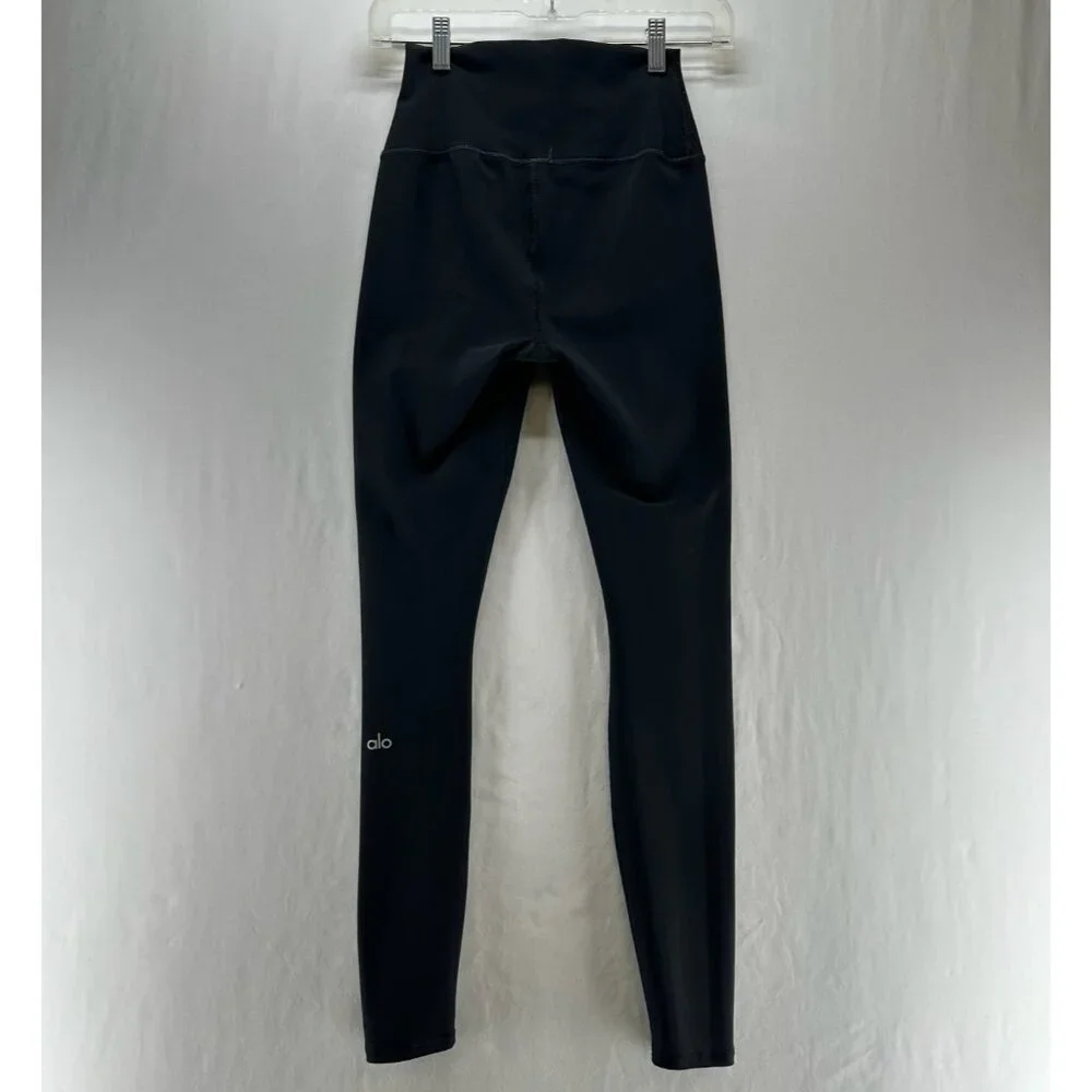 Alo Yoga Ripped Warrior Leggings XS High Rise Stretch Activewear Cut Out Black - Picture 4 of 12